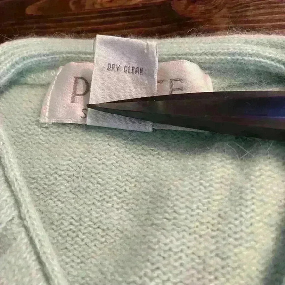 Vintage Pastel Mint Wool & Angora Cable Cardigan - Picture 6 of 10